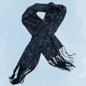 Black Floral Scarf